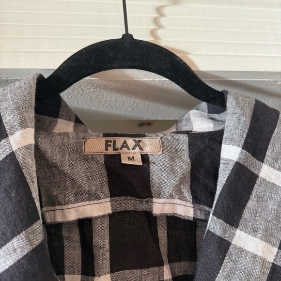 FLAX 100% Linen Lagenlook Co Ord Set Plaid Long Line Tunic & Pull On Skirt Med - Picture 2 of 13